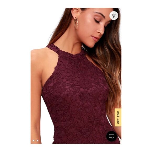 Lulus love poem burgundy lace mini dress M - Picture 7 of 10
